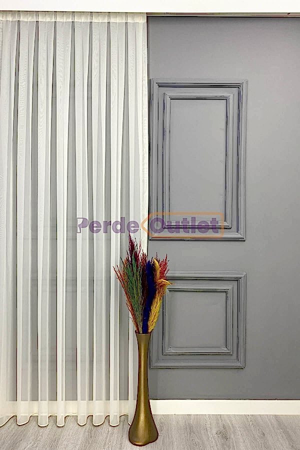 Krem Düz Tül Perde