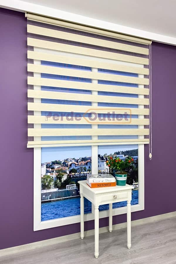 Bej Bambu Zebra Perde