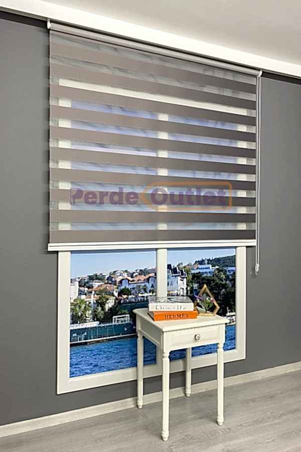 Gri Düz Zebra Perde