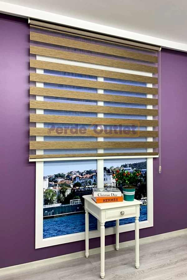 Kahverengi Bambu Zebra Perde